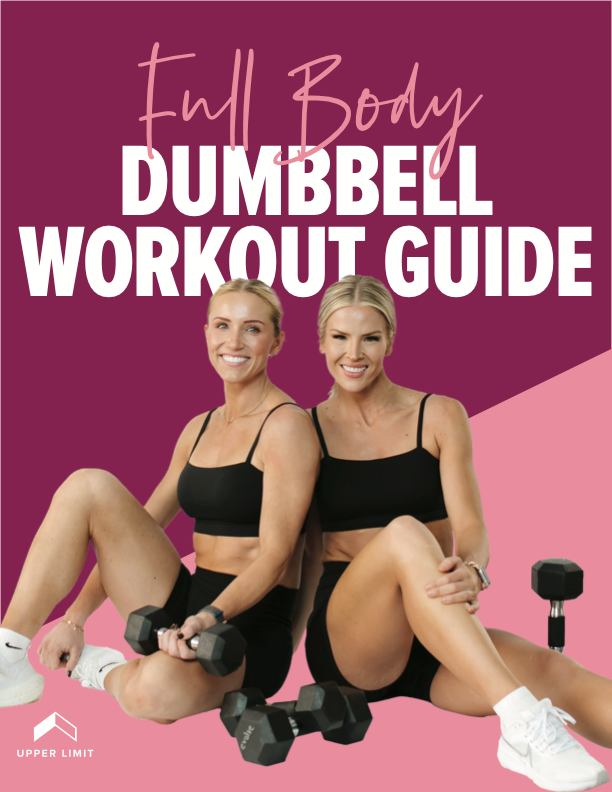 Image of 2 fitness models and dumbbells for a digital dumbbell workout guide