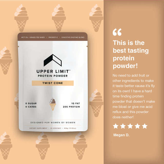 Best tasting chocolate protein powder by upper limit with a review attached
