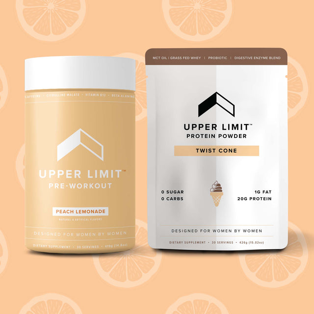 The best Peach Lemonade pre-workout with Grass-fed Whey Protein Chocolate and Vanilla swirl to boost energy reduce fatigue build muscle and help body recomposition for women